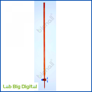 BURETTE WITH PTFE STOPCOCK, INDIVIDUAL CERTIFIED, CLASS-AS (AMBER GLASS)