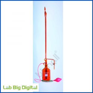 AUTOMATIC BURETTE WITH PTFE NEEDLE, INDIVIDUAL CERTIFIED, CLASS-AS (AMBER GLASS)